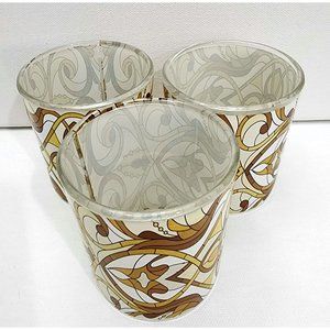 Georges Briard MCM scroll design  3 1/2 tall vintage yellows and browns   Glass